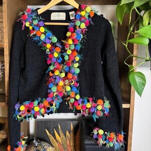Design Options by Philip & Jane Gordon Pompom Cardigan Small